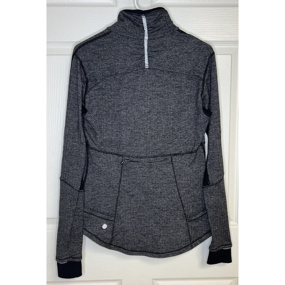 LULULEMON BASE RUNNER 1/2 HALF ZIP PULLOVER 10 COCO PIQUE BLACK JACKET Ret. $98 - Picture 2 of 7